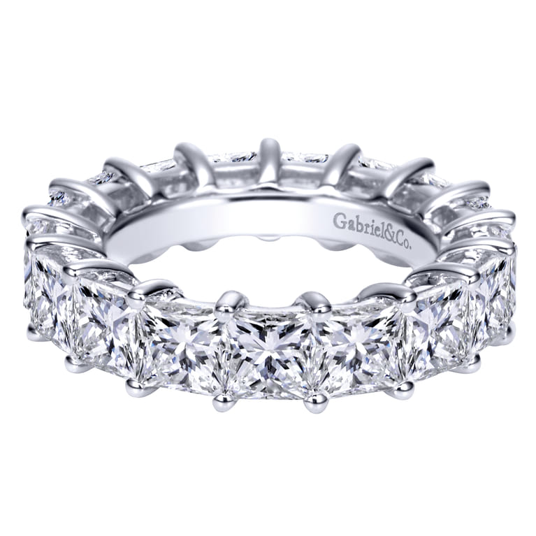 Eternity Band Wedding Ring in 14k White Gold with Princess Cut Natural Diamond at Gabriel & Co. - Shot 1