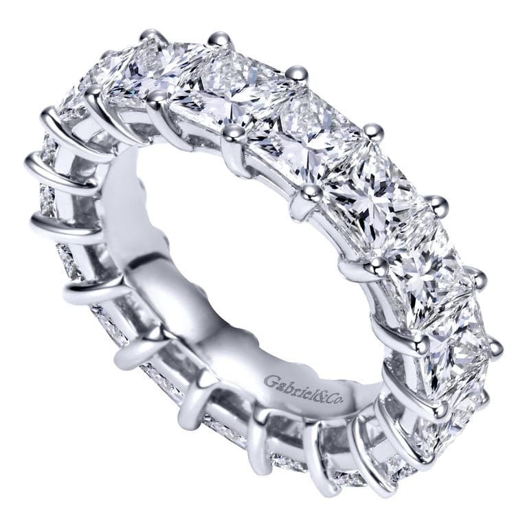 Eternity Band Wedding Ring in 14k White Gold with Princess Cut Natural Diamond at Gabriel & Co. - Shot 3