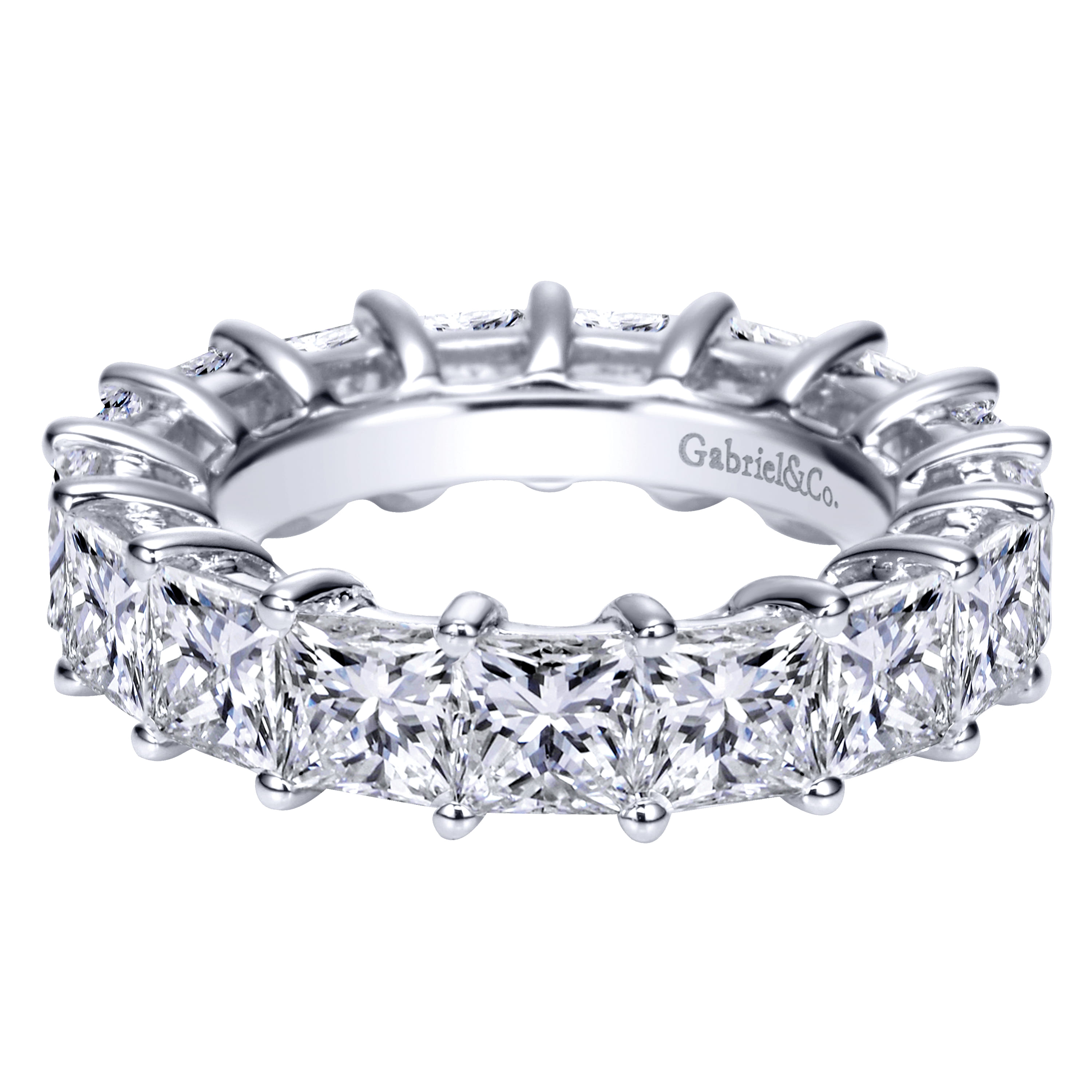 Eternity Band Wedding Ring in 14k White Gold with Princess Cut Natural Diamond at Gabriel & Co. - Shot 1