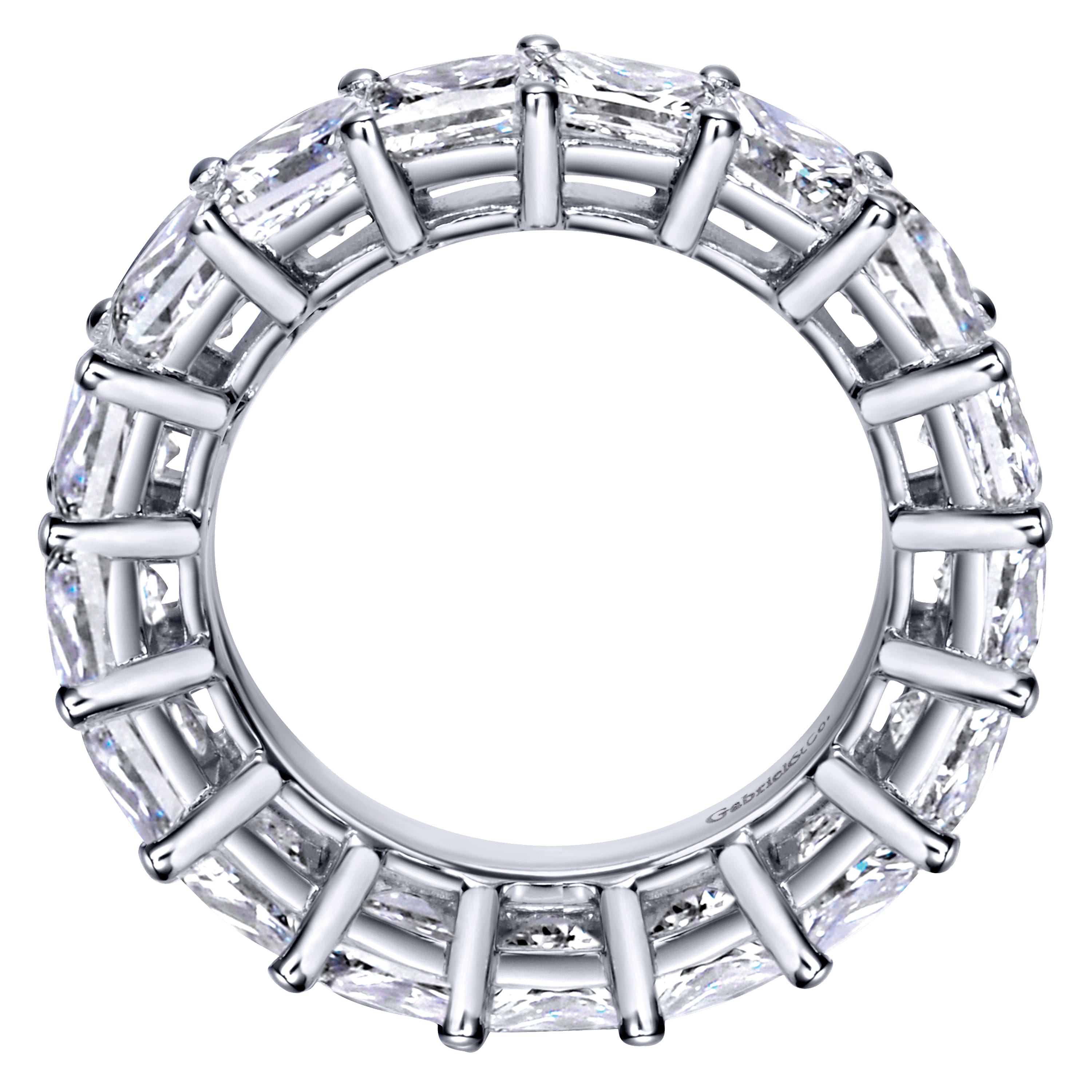 Eternity Band Wedding Ring in 14k White Gold with Princess Cut Natural Diamond at Gabriel & Co. - Shot 2