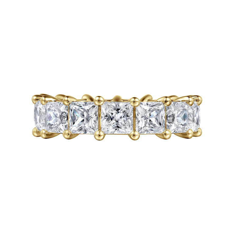 Eternity Band Wedding Ring in 14k Yellow Gold with Princess Cut Natural Diamond at Gabriel & Co. - Shot 5