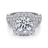 Bowery - 14K White Gold Cushion Halo Round Diamond Channel Set Engagement Ring