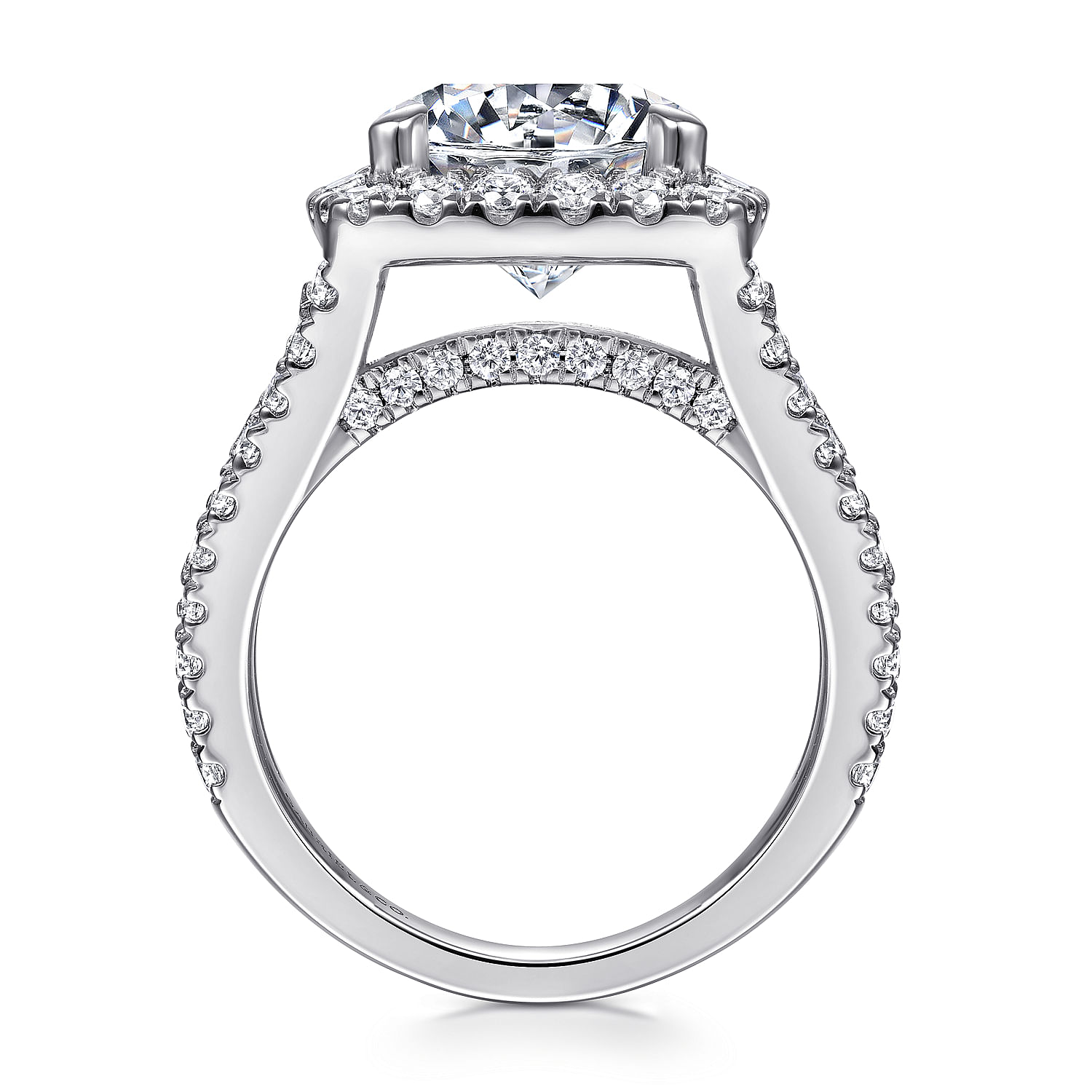 Bowery - 14K White Gold Cushion Halo Round Diamond Channel Set Engagement Ring - 1.96 ct - Shot 2