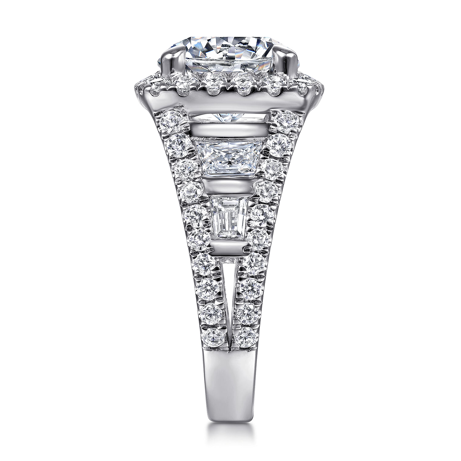 Bowery - 14K White Gold Cushion Halo Round Diamond Channel Set Engagement Ring - 1.96 ct - Shot 4