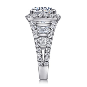 Bowery - 14K White Gold Cushion Halo Round Diamond Channel Set Engagement Ring