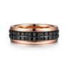 Brad - 14K Rose Gold-Black Ceramic 7mm - Two Tone Beveled Edge Men's Wedding Band