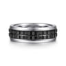 Brad - 14K White Gold-Black Ceramic 7mm - Two Tone Beveled Edge Men's Wedding Band