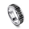 Brad - 14K White Gold-Black Ceramic 7mm - Two Tone Beveled Edge Men's Wedding Band