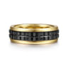 Brad - 14K Yellow Gold-Black Ceramic 7mm - Two Tone Beveled Edge Men's Wedding Band