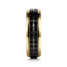 Brad - 14K Yellow Gold-Black Ceramic 7mm - Two Tone Beveled Edge Men's Wedding Band