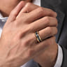 Brad - 14K Yellow Gold-Black Ceramic 7mm - Two Tone Beveled Edge Men's Wedding Band