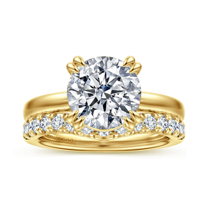 Brandi - 14K Yellow Gold Double Prong Round Diamond Engagement Ring