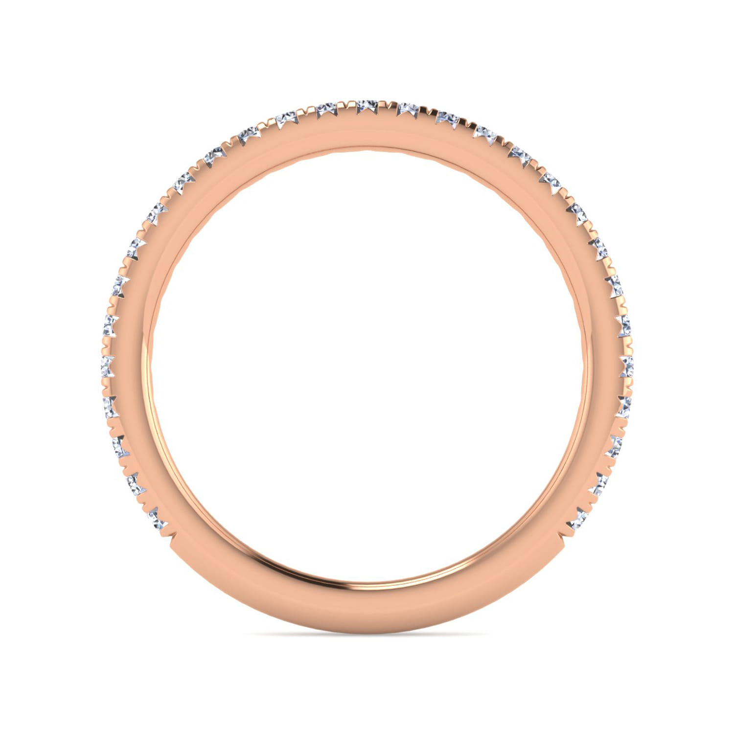 Straight Wedding Ring in 14k Rose Gold with Round Natural Diamond at Gabriel & Co. - Shot 2