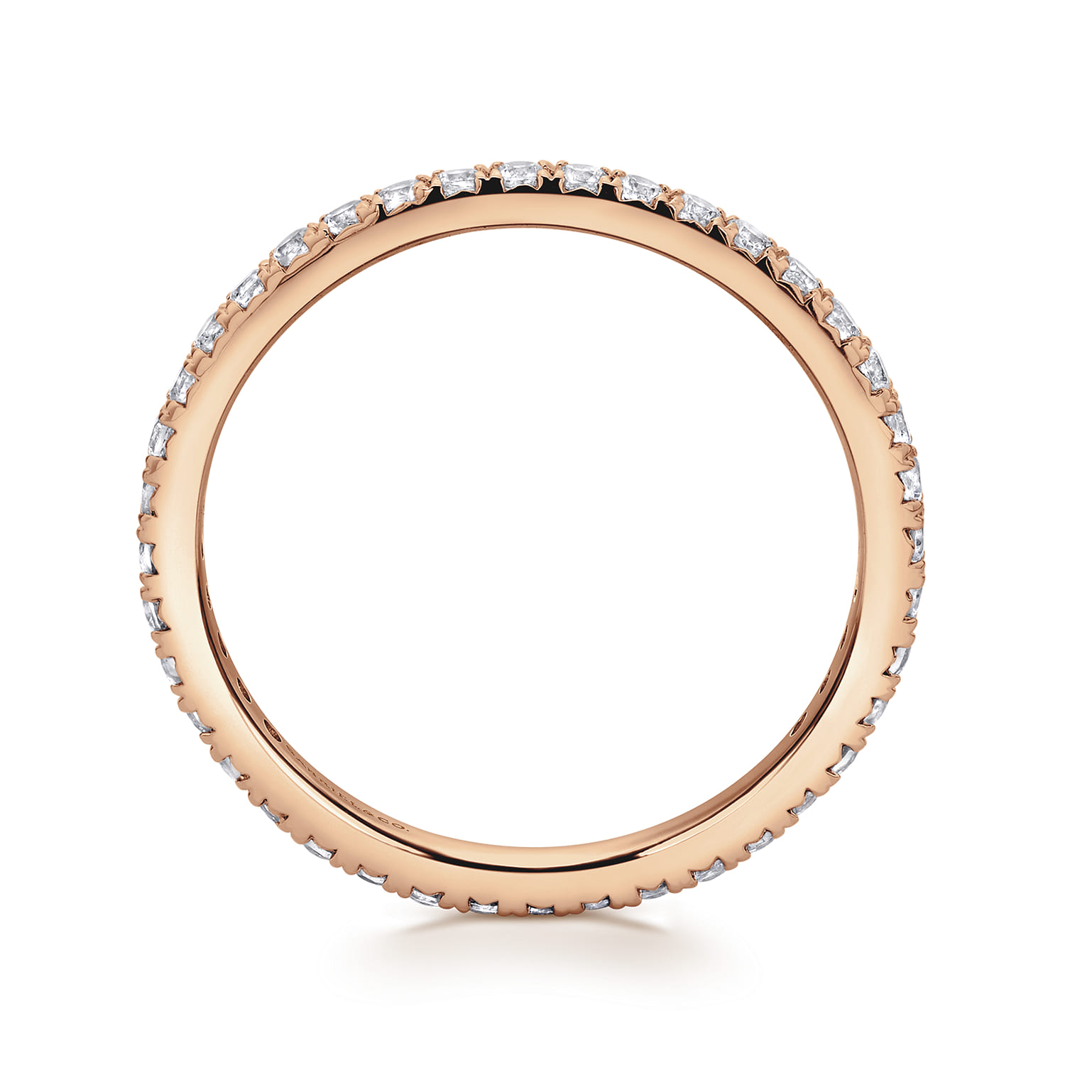 Eternity Band Wedding Ring in 14k Rose Gold with Round Natural Diamond at Gabriel & Co. - Shot 2