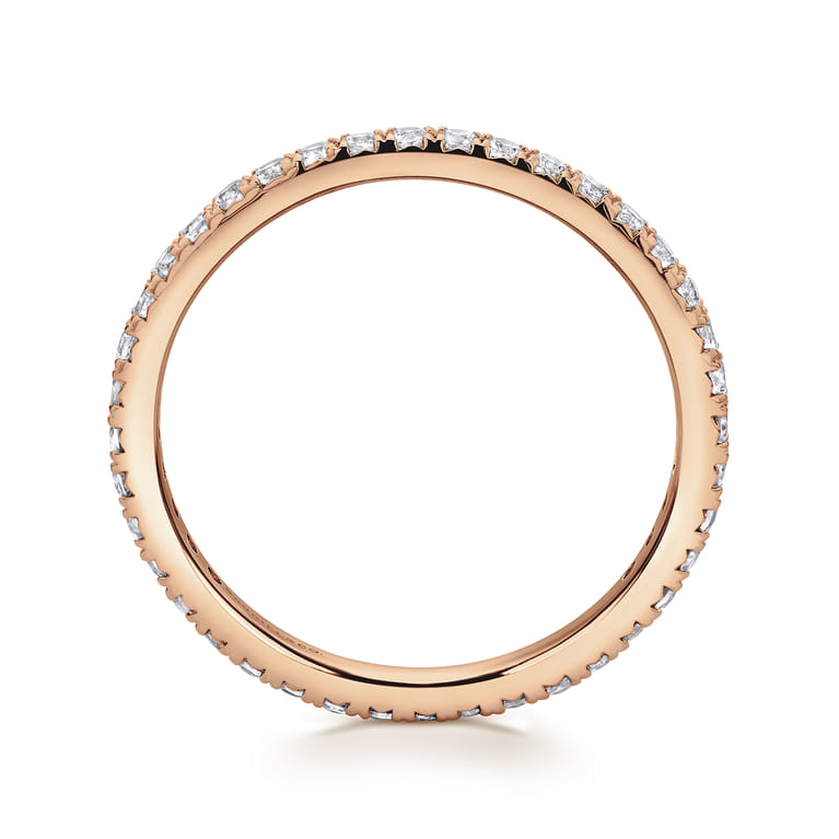 Eternity Band Wedding Ring in 14k Rose Gold with Round Natural Diamond at Gabriel & Co. - Shot 2
