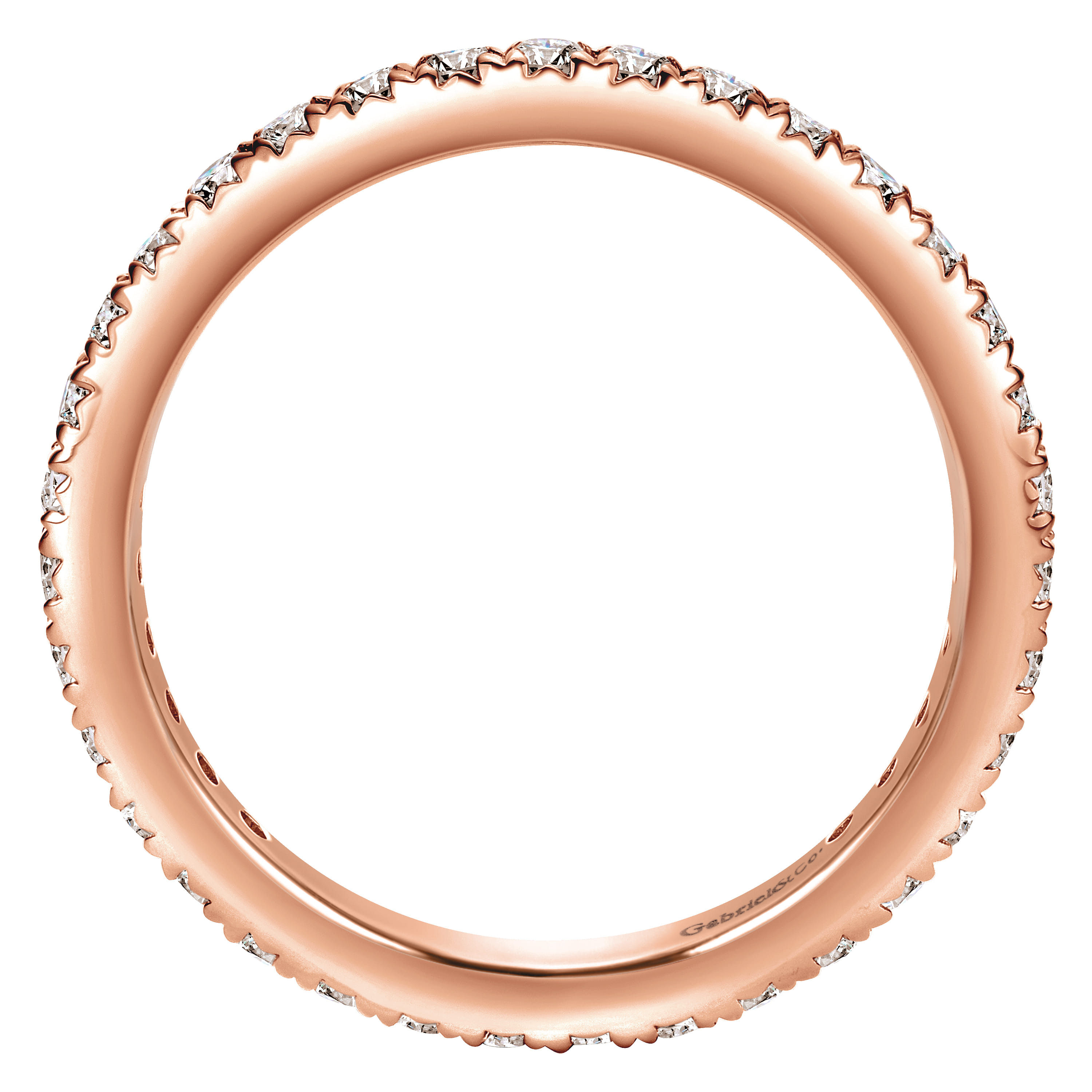 Eternity Band Wedding Ring in 14k Rose Gold with Round Natural Diamond at Gabriel & Co. - Shot 2