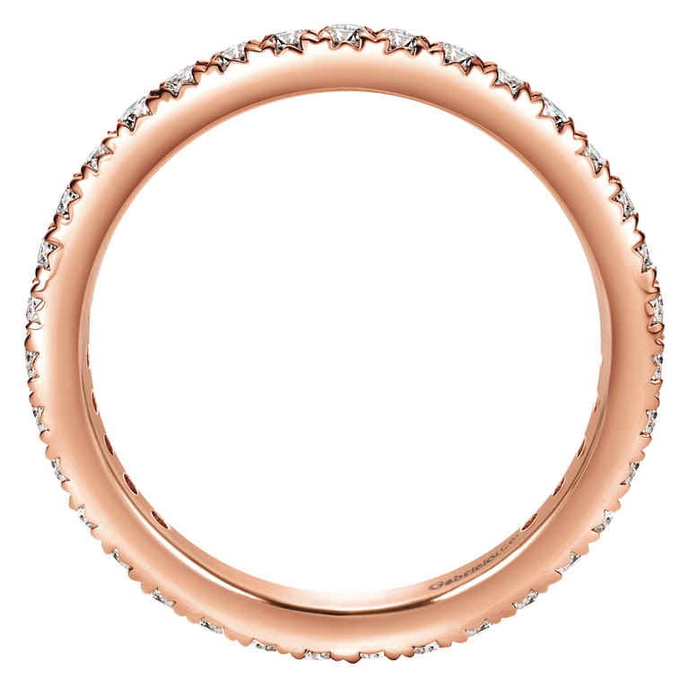 Eternity Band Wedding Ring in 14k Rose Gold with Round Natural Diamond at Gabriel & Co. - Shot 2