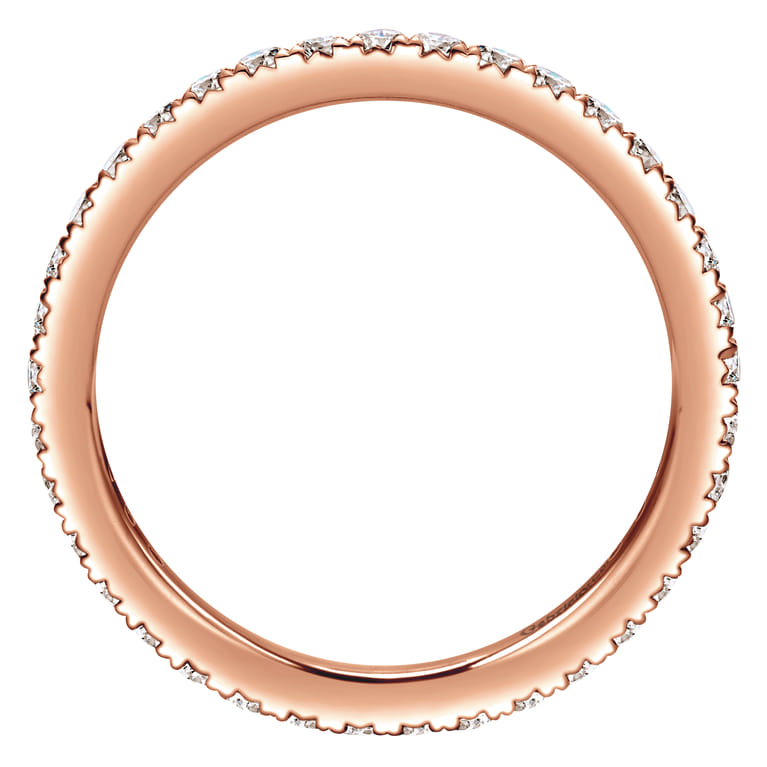 Eternity Band Wedding Ring in 14k Rose Gold with Round Natural Diamond at Gabriel & Co. - Shot 2
