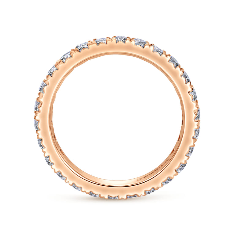 Eternity Band Wedding Ring in 14k Rose Gold with Round Natural Diamond at Gabriel & Co. - Shot 2