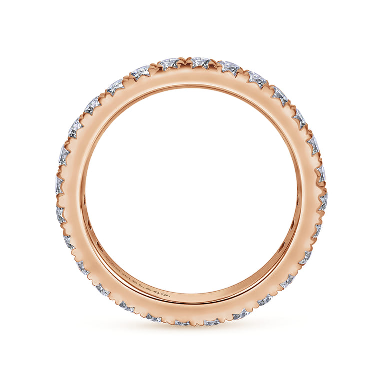 Eternity Band Wedding Ring in 14k Rose Gold with Round Natural Diamond at Gabriel & Co. - Shot 2