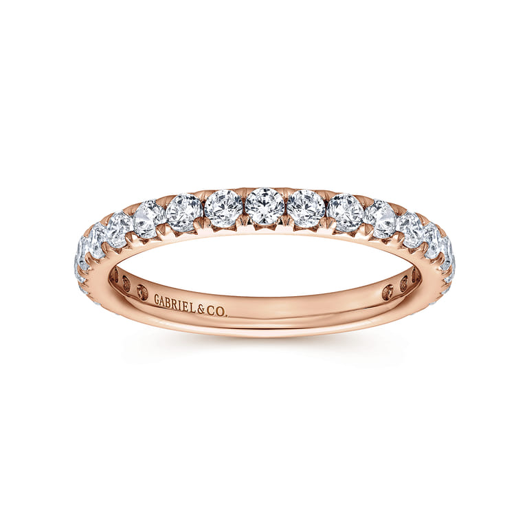 Eternity Band Wedding Ring in 14k Rose Gold with Round Natural Diamond at Gabriel & Co. - Shot 4