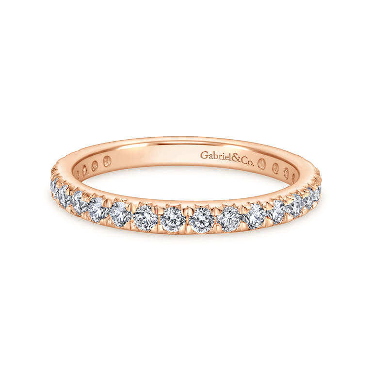 Eternity Band Wedding Ring in 14k Rose Gold with Round Natural Diamond at Gabriel & Co. - Shot 1