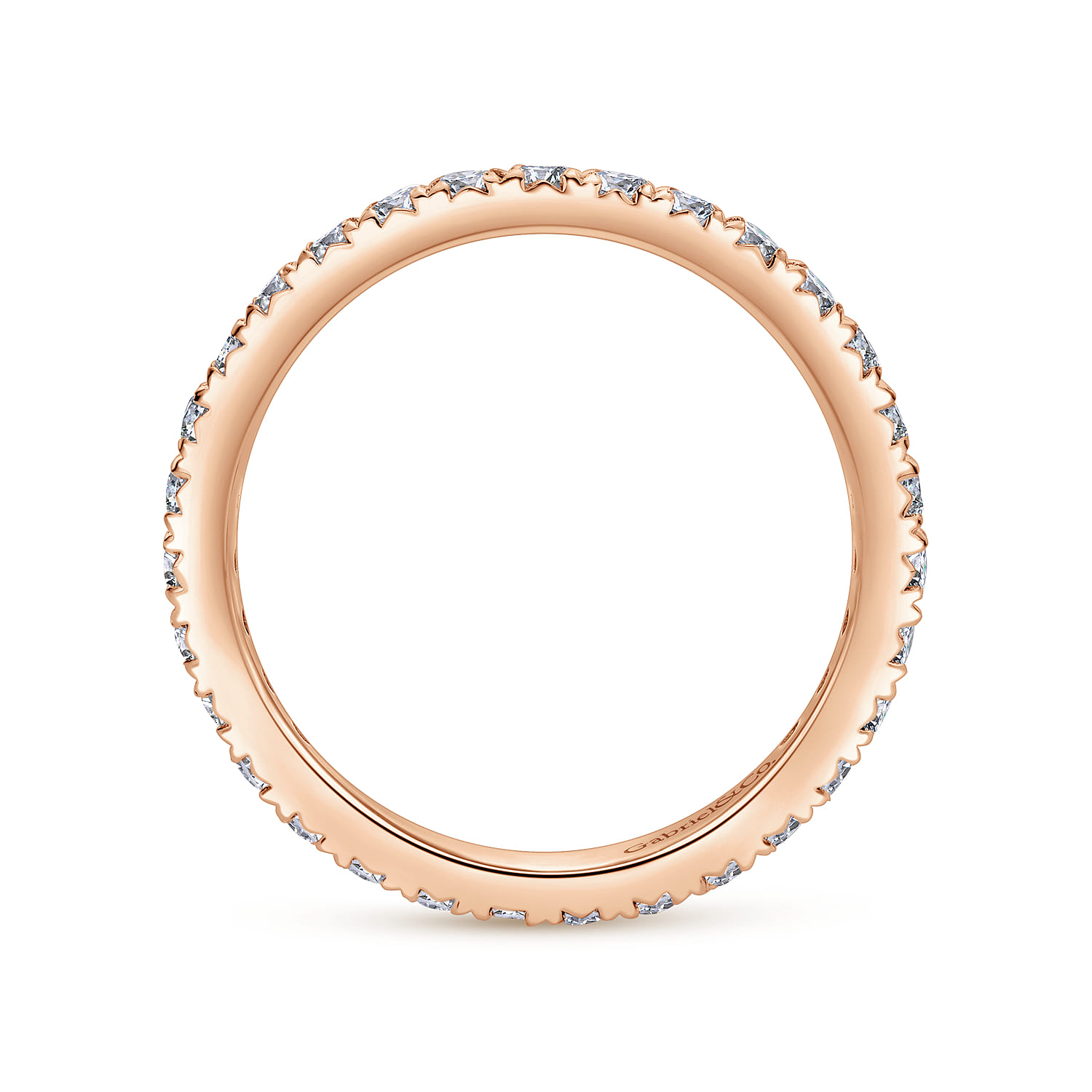 Eternity Band Wedding Ring in 14k Rose Gold with Round Natural Diamond at Gabriel & Co. - Shot 2