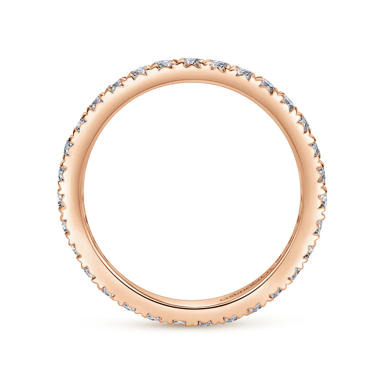 Eternity Band Wedding Ring in 14k Rose Gold with Round Natural Diamond at Gabriel & Co. - Shot 2