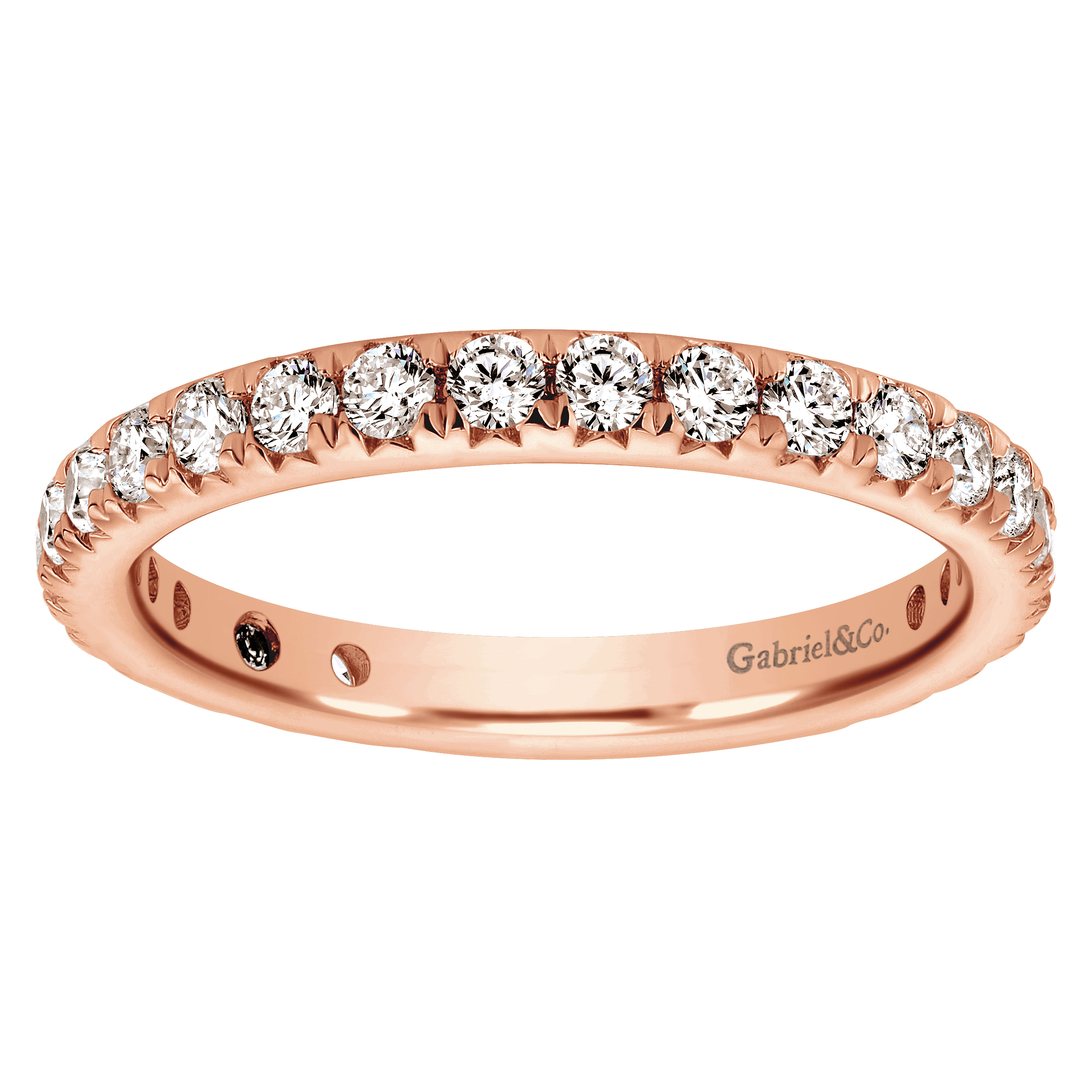ENEYサーフェス SV925メレダイヤモンド鏡面仕上げリング13号 14K Rose Gold Micro Pave Set Diamond Eternity Band @ $2375