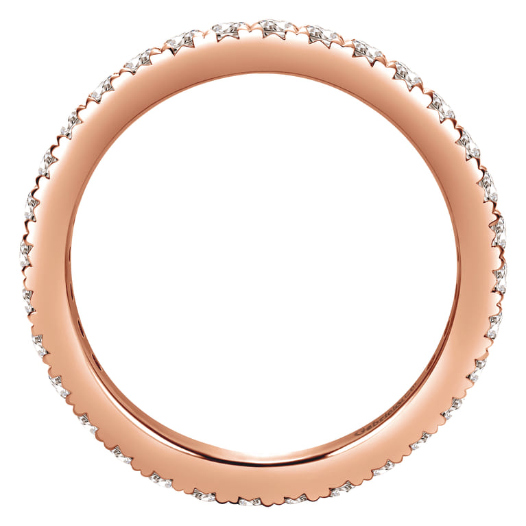 Eternity Band Wedding Ring in 14k Rose Gold with Round Natural Diamond at Gabriel & Co. - Shot 2