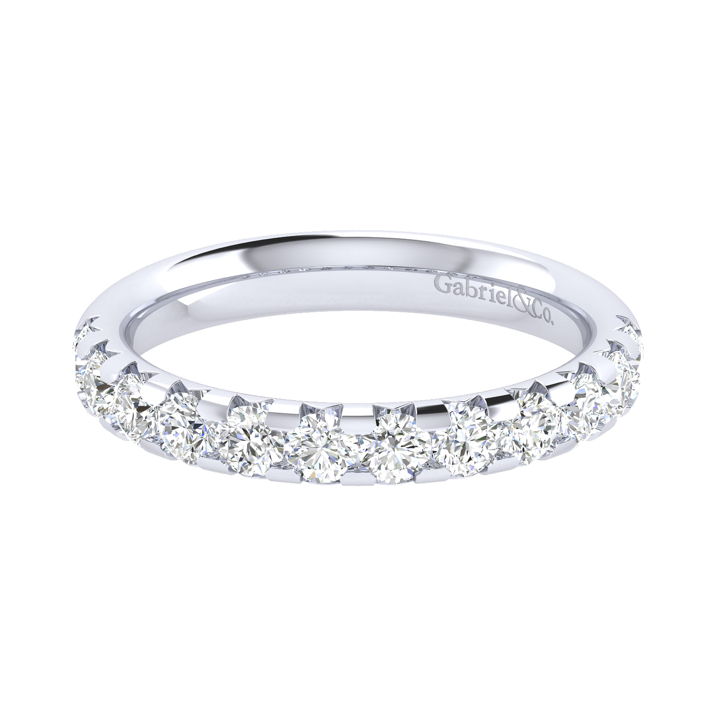 Straight Wedding Ring in 14k White Gold with Round Natural Diamond at Gabriel & Co. - Shot 1