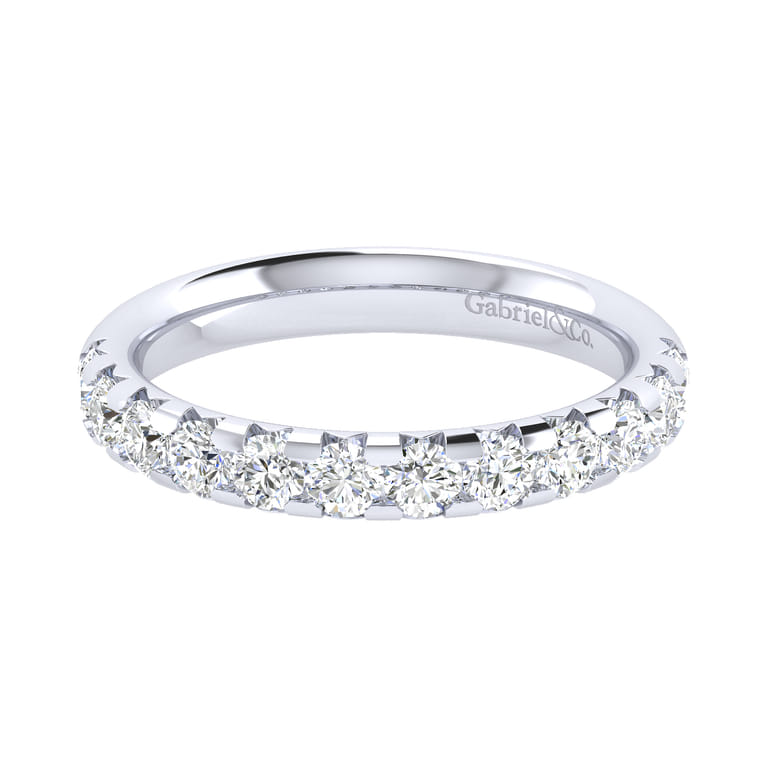 Straight Wedding Ring in 14k White Gold with Round Natural Diamond at Gabriel & Co. - Shot 1