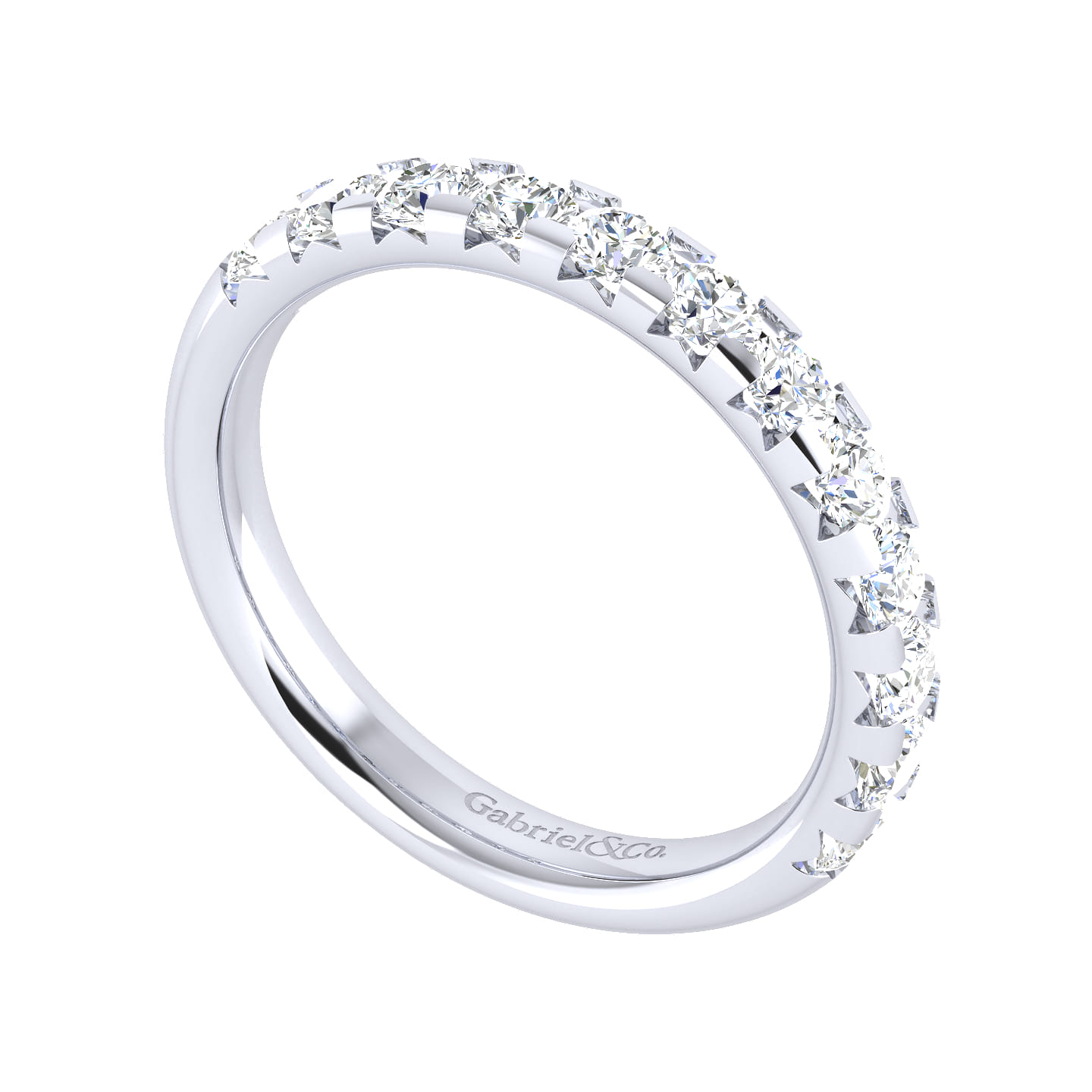 Straight Wedding Ring in 14k White Gold with Round Natural Diamond at Gabriel & Co. - Shot 3