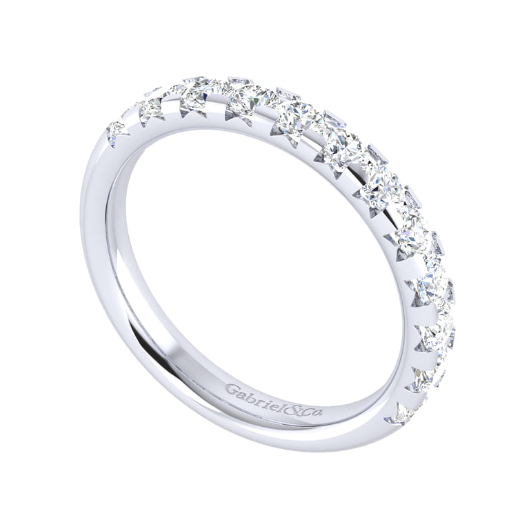 Straight Wedding Ring in 14k White Gold with Round Natural Diamond at Gabriel & Co. - Shot 3