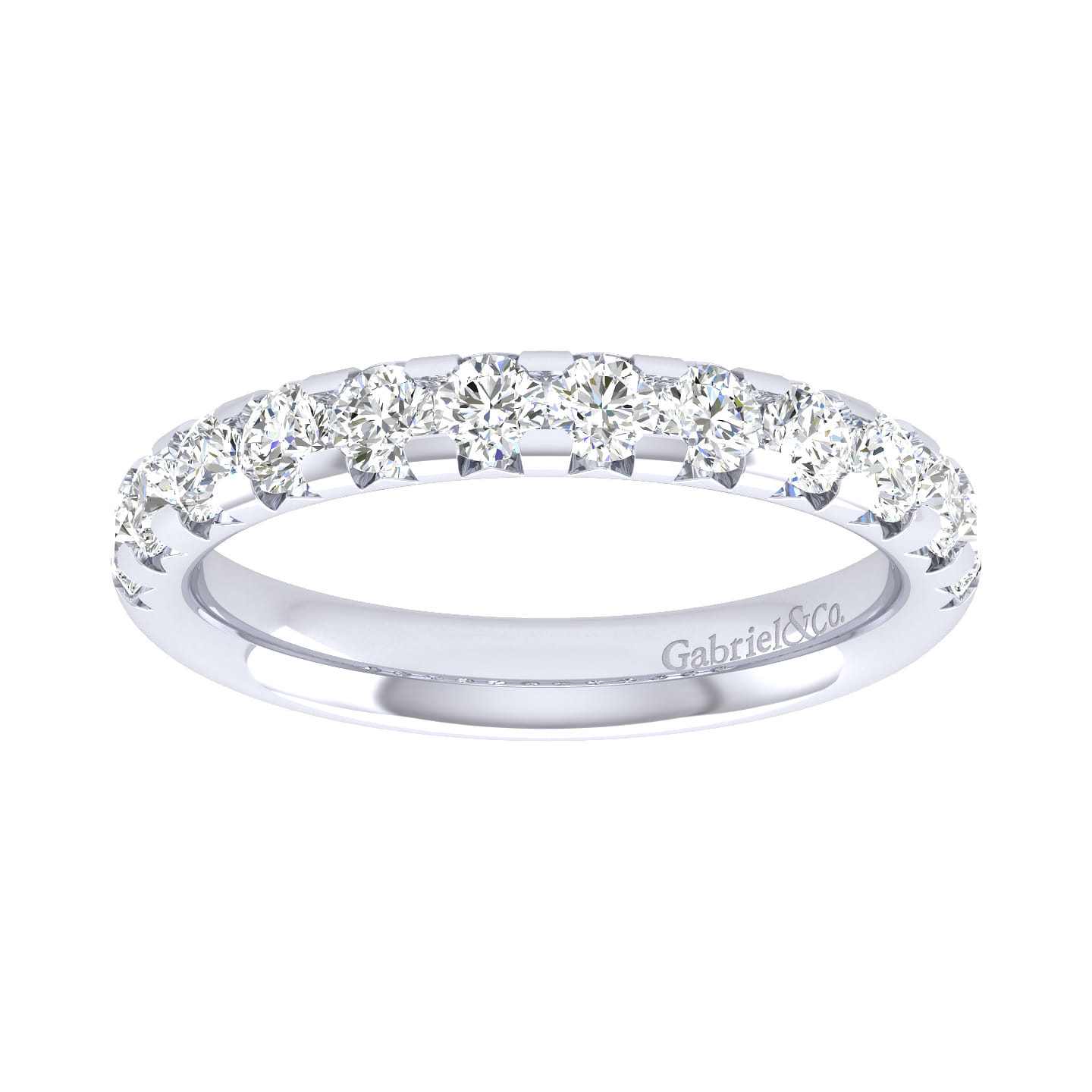 Straight Wedding Ring in 14k White Gold with Round Natural Diamond at Gabriel & Co. - Shot 4