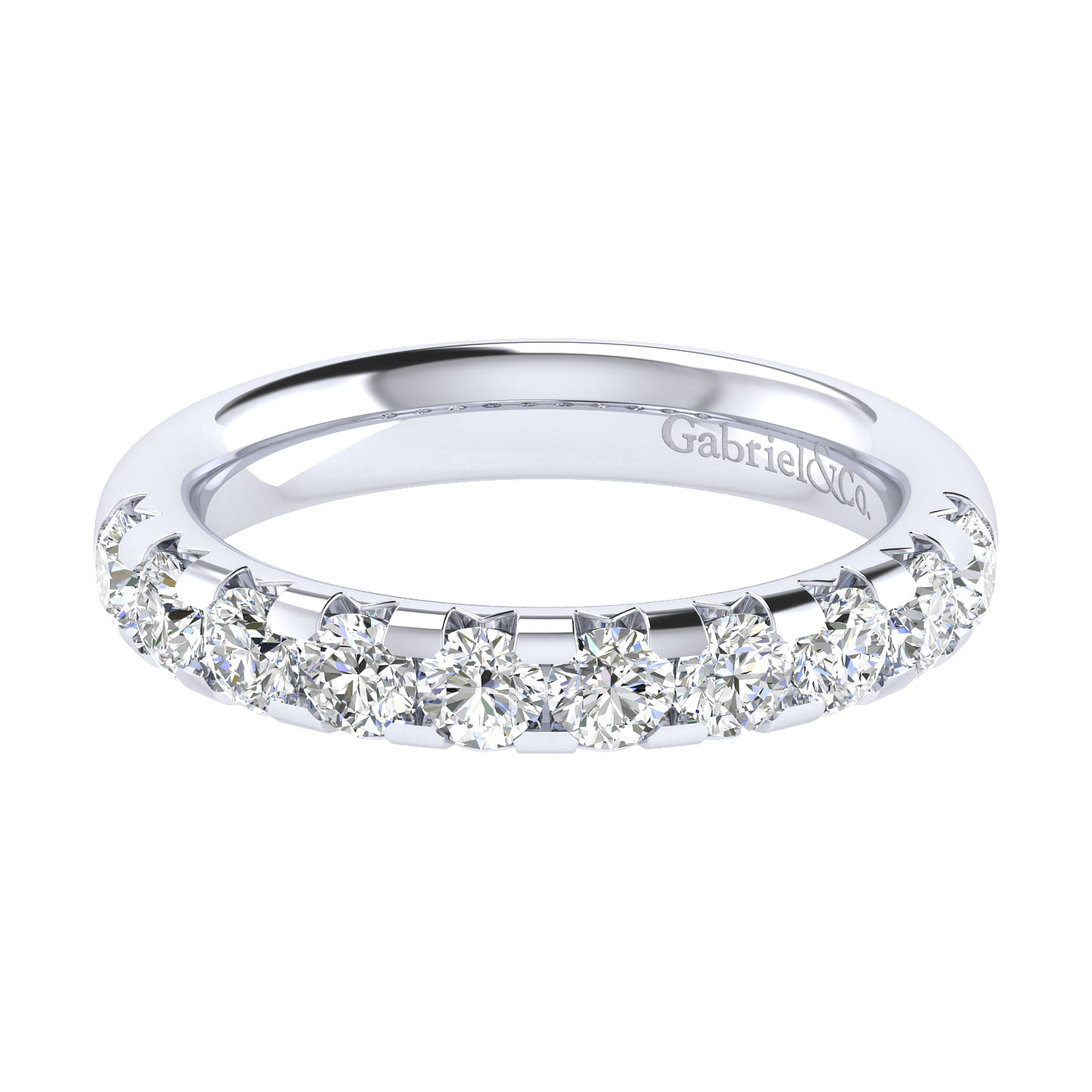 Straight Wedding Ring in 14k White Gold with Round Natural Diamond at Gabriel & Co. - Shot 1