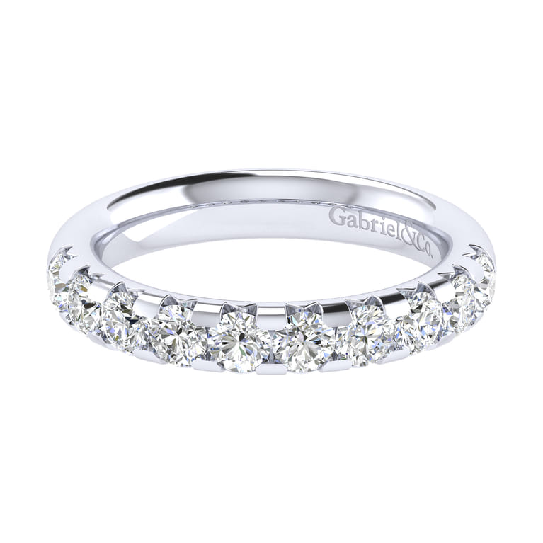 Straight Wedding Ring in 14k White Gold with Round Natural Diamond at Gabriel & Co. - Shot 1