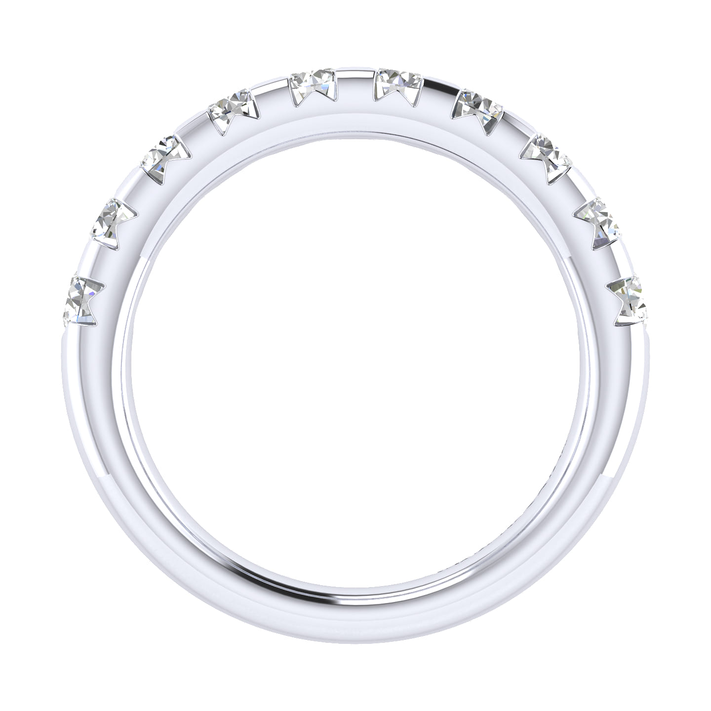 Straight Wedding Ring in 14k White Gold with Round Natural Diamond at Gabriel & Co. - Shot 2