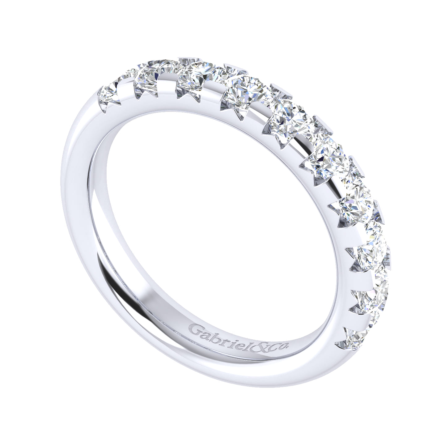 Straight Wedding Ring in 14k White Gold with Round Natural Diamond at Gabriel & Co. - Shot 3