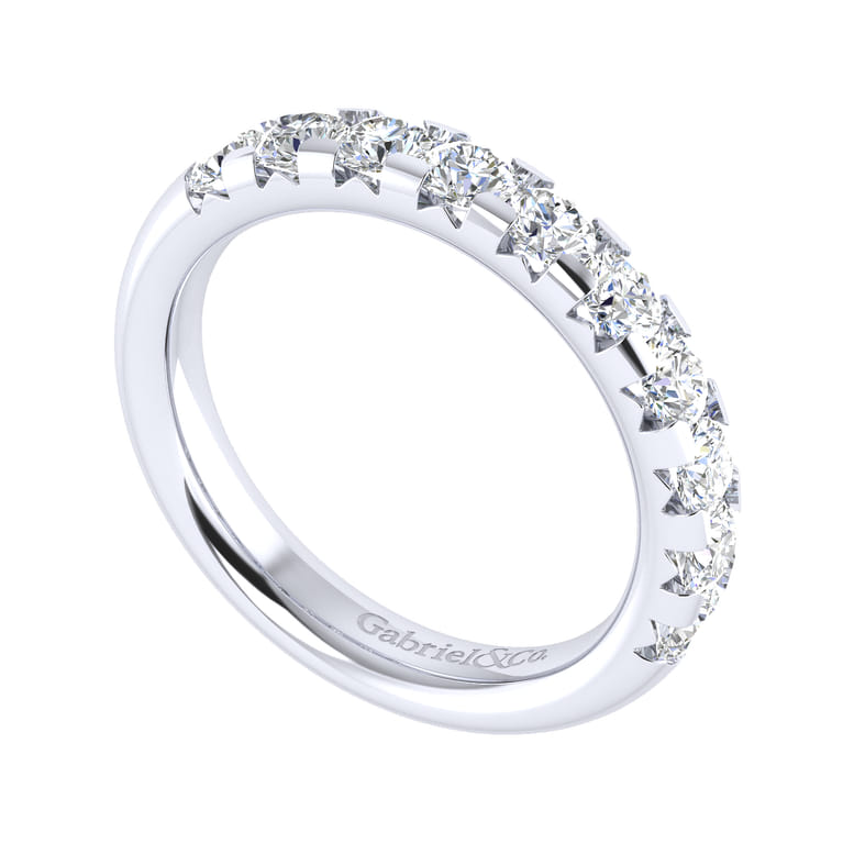 Straight Wedding Ring in 14k White Gold with Round Natural Diamond at Gabriel & Co. - Shot 3