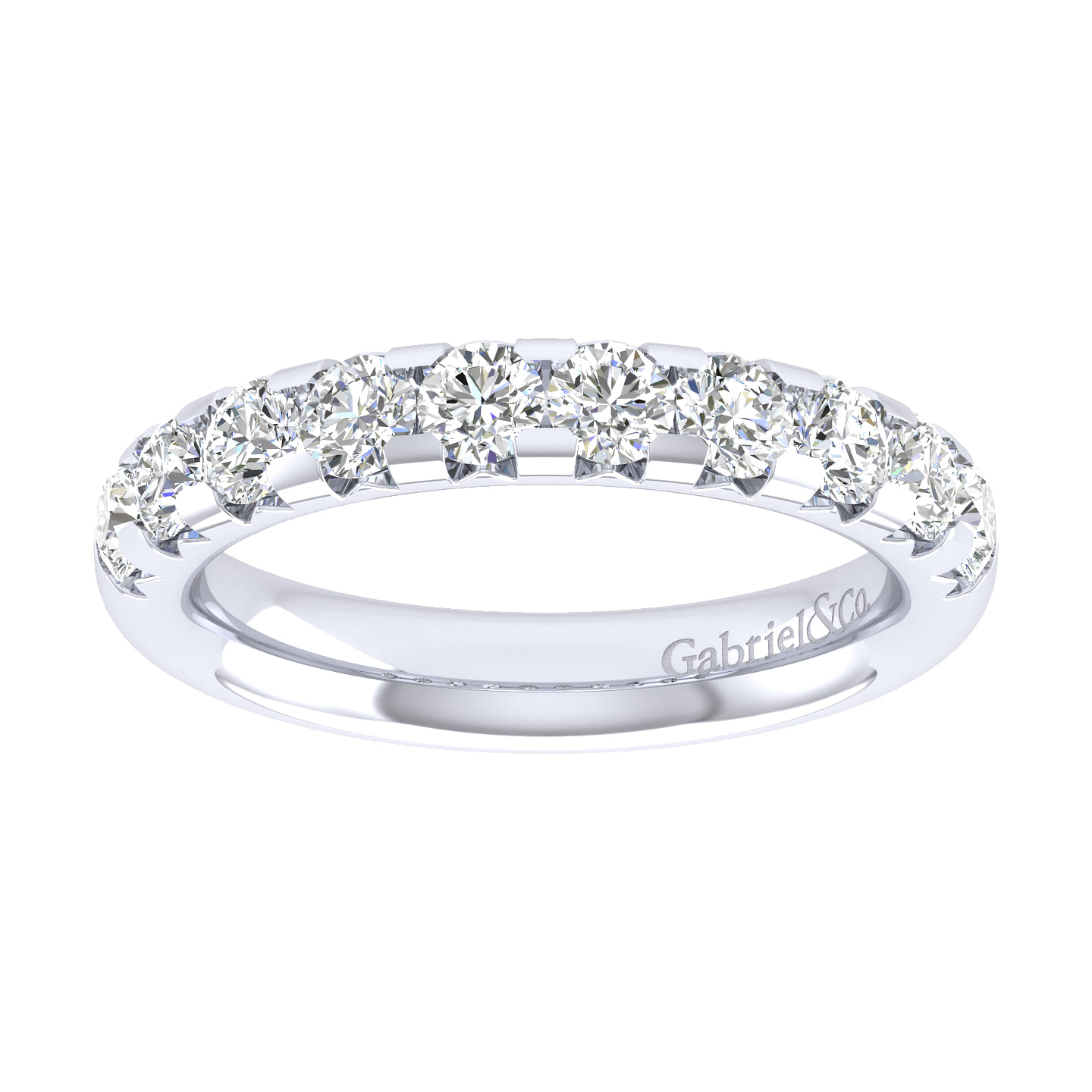 Straight Wedding Ring in 14k White Gold with Round Natural Diamond at Gabriel & Co. - Shot 4