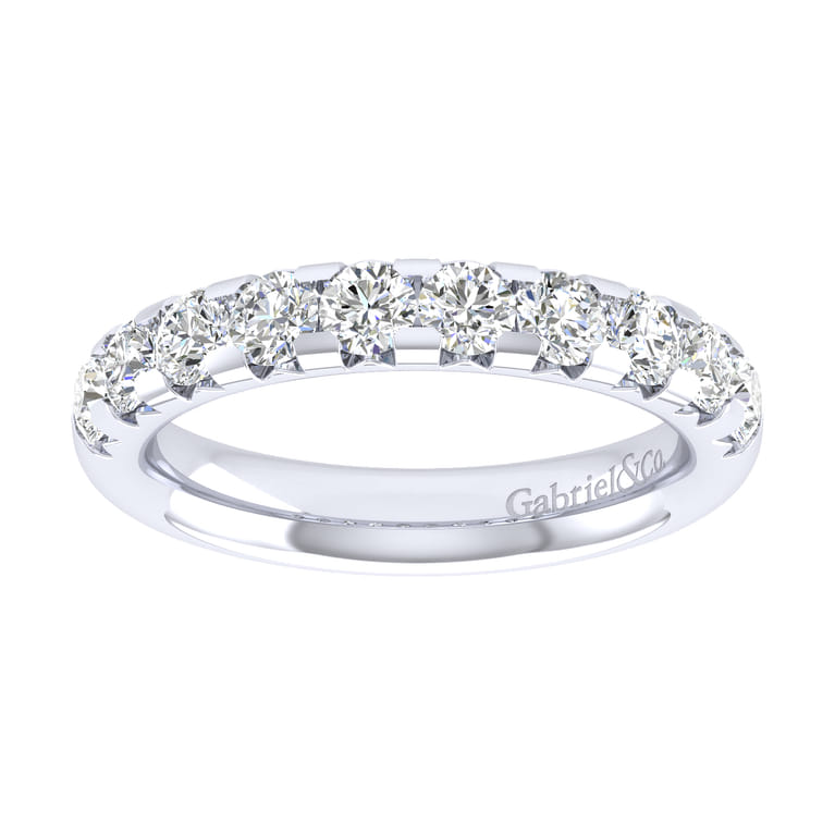 Straight Wedding Ring in 14k White Gold with Round Natural Diamond at Gabriel & Co. - Shot 4