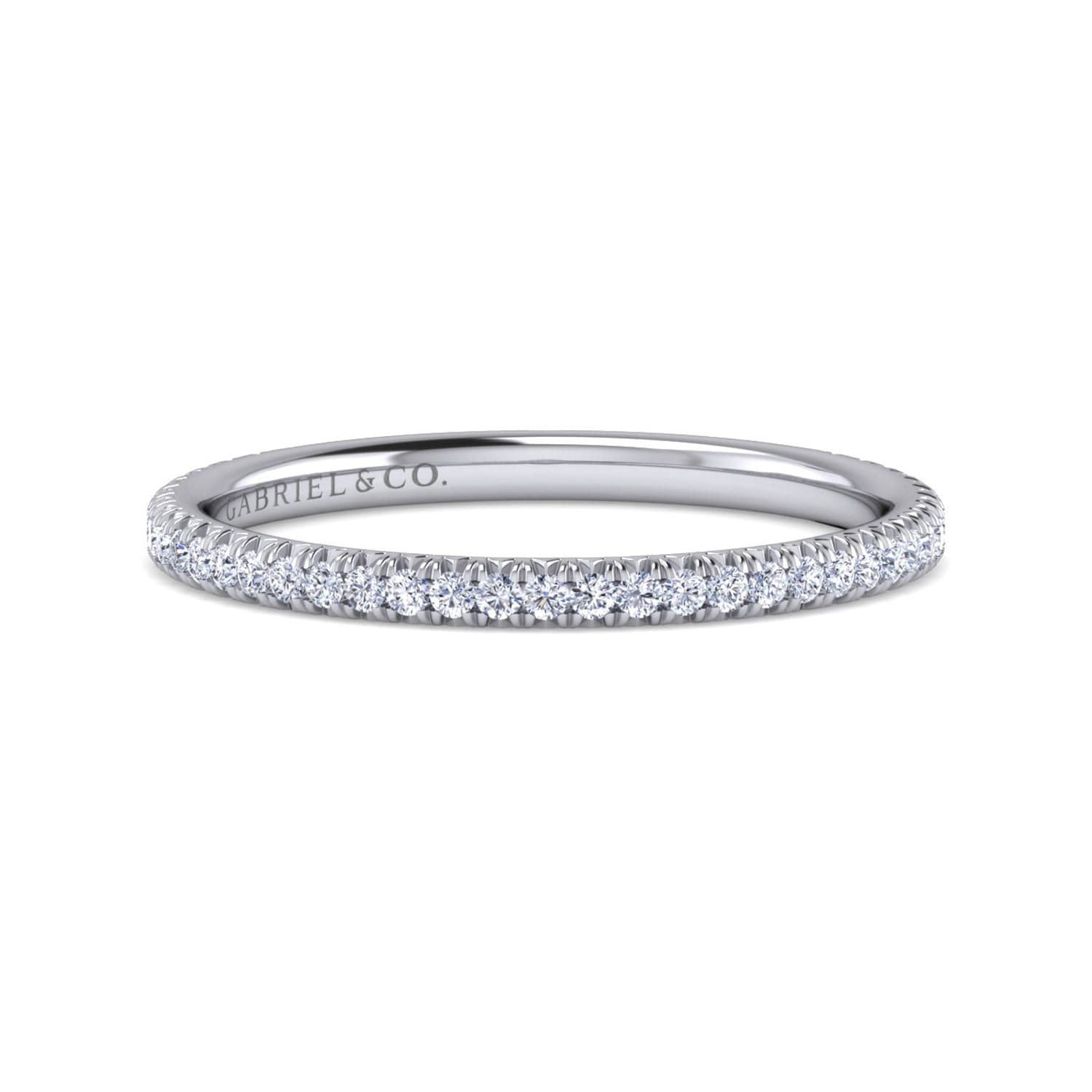 Straight Wedding Ring in 14k White Gold with Round Natural Diamond at Gabriel & Co. - Shot 1