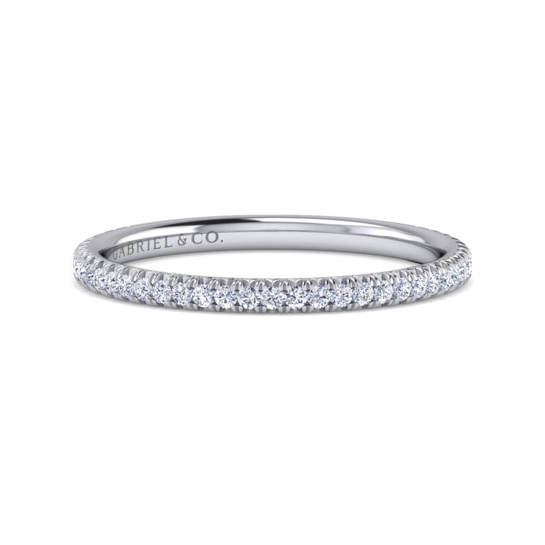 Straight Wedding Ring in 14k White Gold with Round Natural Diamond at Gabriel & Co. - Shot 1