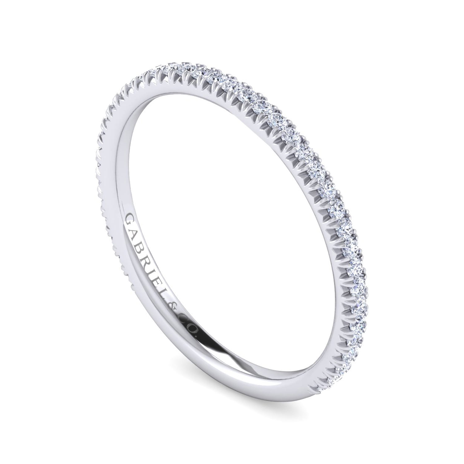 Straight Wedding Ring in 14k White Gold with Round Natural Diamond at Gabriel & Co. - Shot 3