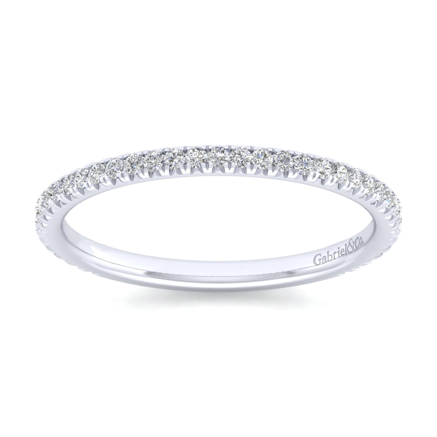 Straight Wedding Ring in 14k White Gold with Round Natural Diamond at Gabriel & Co. - Shot 5