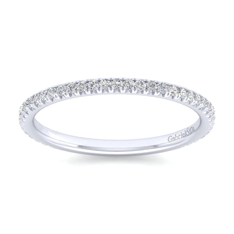 Straight Wedding Ring in 14k White Gold with Round Natural Diamond at Gabriel & Co. - Shot 5