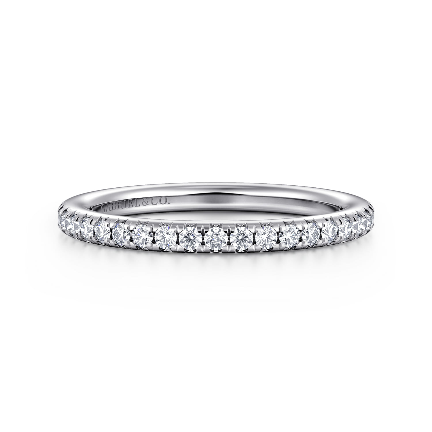 Straight Wedding Ring in 14k White Gold with Round Natural Diamond at Gabriel & Co. - Shot 1
