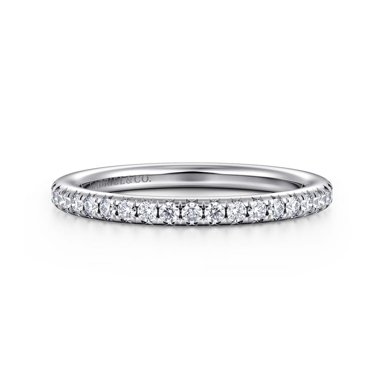 Straight Wedding Ring in 14k White Gold with Round Natural Diamond at Gabriel & Co. - Shot 1