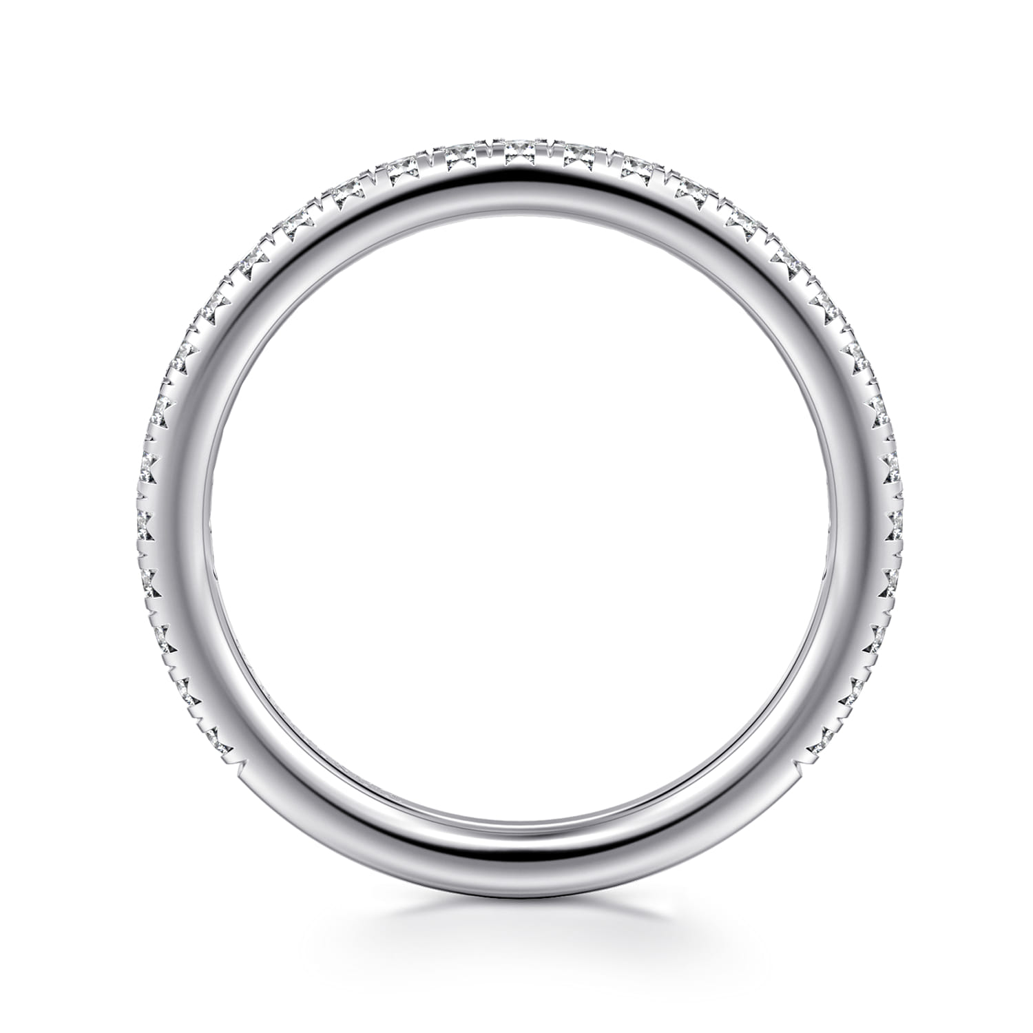 Straight Wedding Ring in 14k White Gold with Round Natural Diamond at Gabriel & Co. - Shot 2